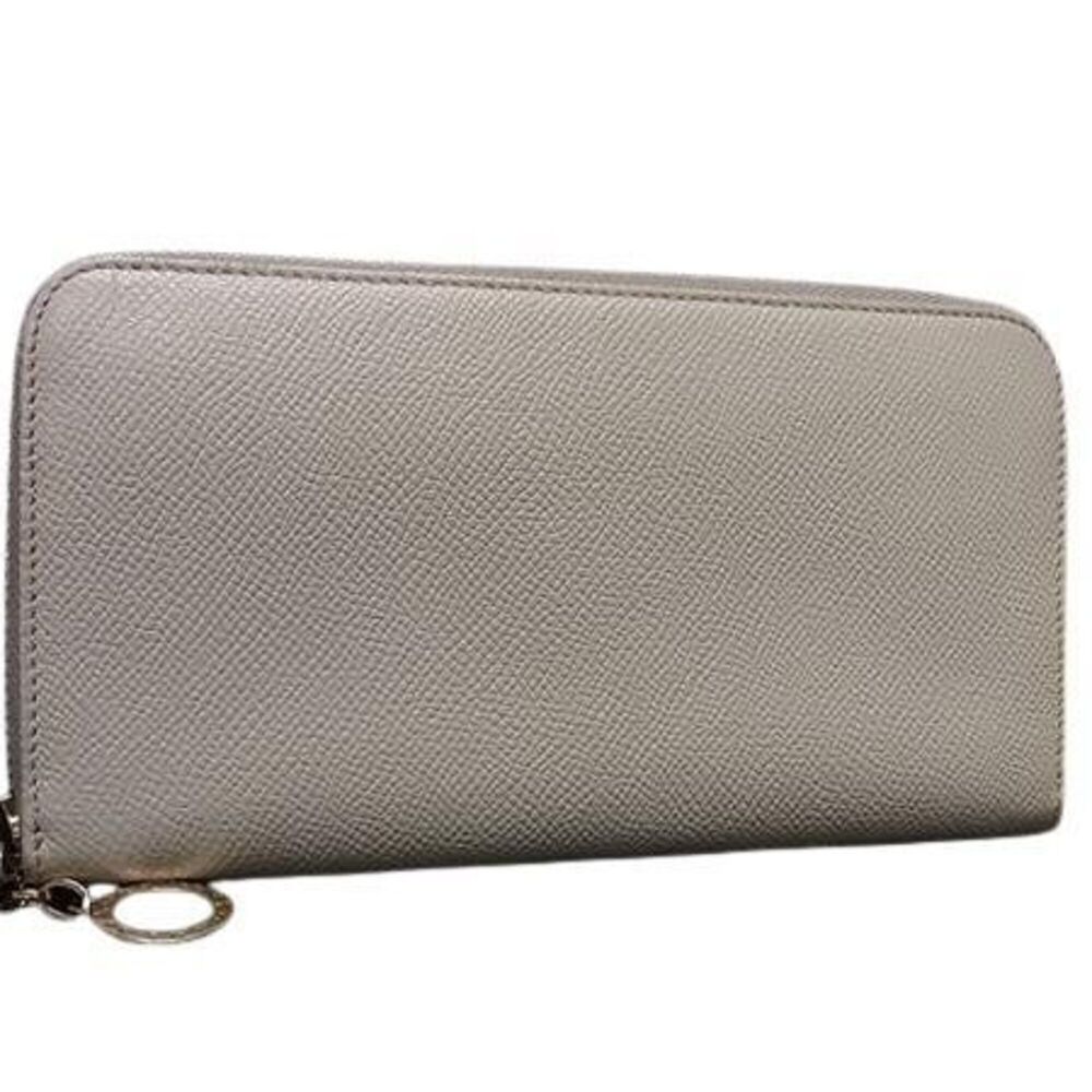 BVLGARI Long Wallet, Bulgari Zip Wallet 282435, Ivory Leather, Women's, Round